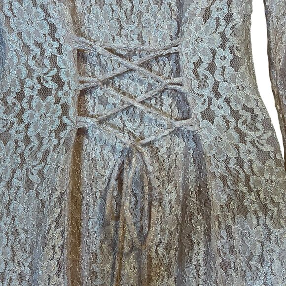 Lace Maxi Dress Vintage Long Sleeve Size 5 Blush Pink Coquette Formal Wear ✨ - Picture 7 of 16